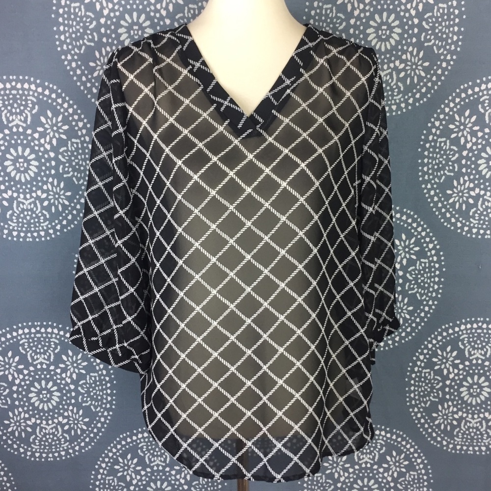 Old Navy Sheer Black and White Top